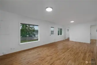 Main living space looks right out to the water.