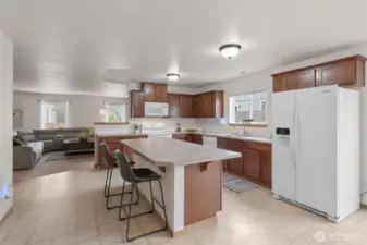 Another view of the kitchen from the dining area.