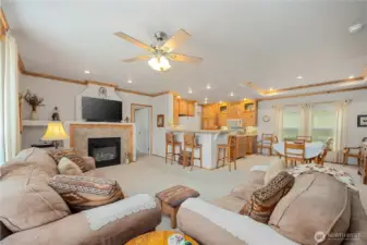 Propane fireplace is the focus of this gathering place.