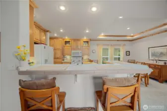 Room for two to four for snacks and breakfast or just hanging out to watch the cook!