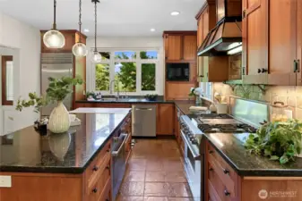 Granite countertops with removable butcher block cutting board