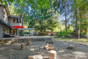 West elevation showing firepit