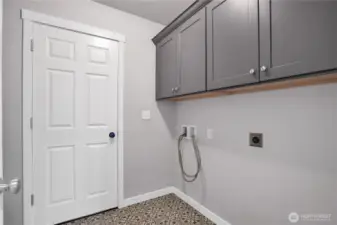 Laundry Room with overhead storage