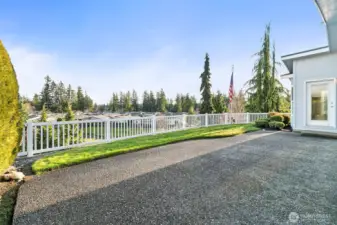 Back patio faces the community gardens and waterfalls