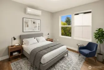 2nd Upper Level bedroom with mini-split heating and cooling with en-suite bathroom.