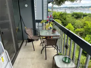 Balcony with space for seating and plants