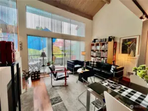 Wood floors. Vaulted ceilings