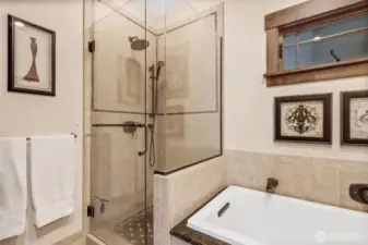 Nice shower in the bathroom.
