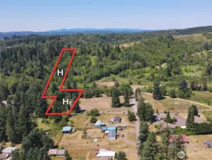 Overhead view with approximate boundaries in red.