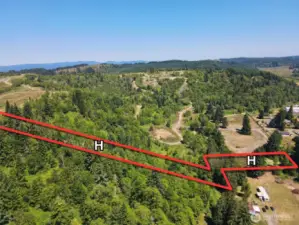Overhead view with approximate boundaries in red.