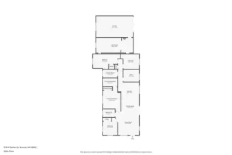 The design here is flexible in all the right ways. A front bedroom with a full bath gives guests privacy, while the primary suite and other bedrooms are tucked away. The main living area runs open with a great room flow, where the island handles casual meals and the dining space expands for holidays or parties. Multiple bedrooms are perfect for remote work setups, and the garage workshop hints at future ADU possibilities or the dream office you’ve been waiting for.