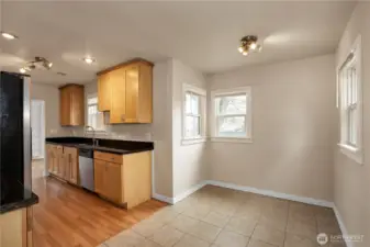 Kitchen and dining eating area,