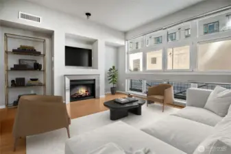 Cozy up to the gas fireplace.