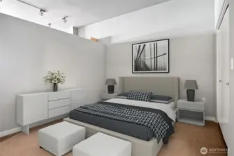 The above-height ceiling allows natural light to pass through.