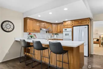 Breakfast bar in the kitchen is perfect for quick or informal meals!