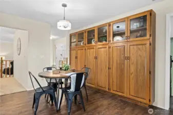 Dining area off the kitchen with additional storage space.