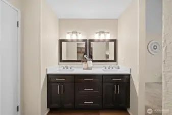 NEW vanity and quartz countertops.