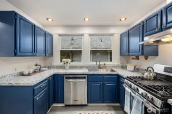 Kitchen with gas stove, newer stainless appiiances