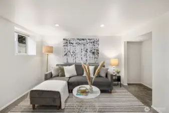 Lower level living space with west-facing light