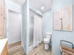 Guest Bathroom updated with 60 inch walk in shower