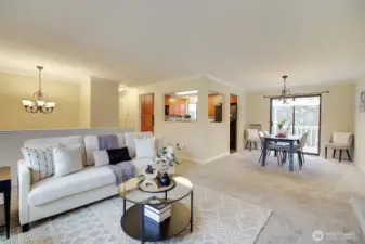 Living room looking towards the kitchen.