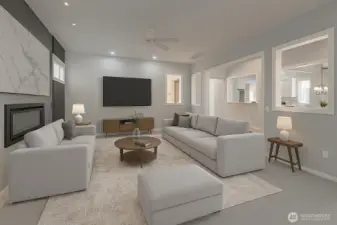 Virtually staged. Flexible design accommodates any furniture style.