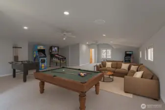 Virtually staged. Grand bonus room has endless options for recreation.