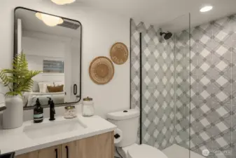 Lower level 3/4 bath