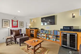 Family media room, a place to gather, play games, read, or watch the latest movie.