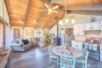 A peaceful space to share a meal or do a puzzle or just enjoy the sound of the ocean