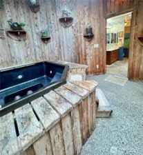 Hot tub room....Door is open showing you access into the primary bath.
