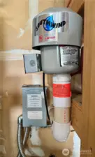 Hot tub equipment located in the garage.