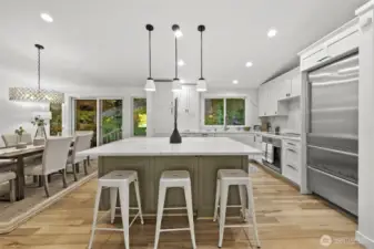 Liebherr Fridge, Miele Dishwasher, Carrara Marble Countertops & Full Height Backsplash