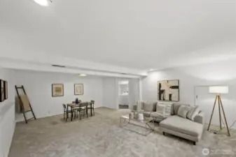 Downstairs Great Room, its EXPANSIVE! You could add a 4th bedroom if you wanted and still have the bonus room.