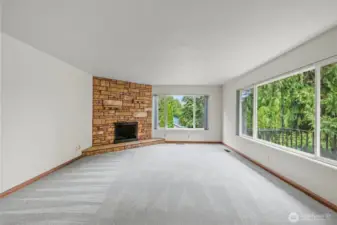 Living Room with Wood Burning Fireplace (main floor)