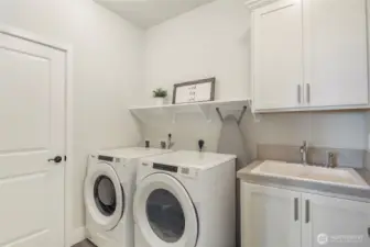 Upper floor laundry with sink