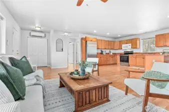 Looking back toward entry - notice HP split, coat closet & access to owner's suite just off kitchen