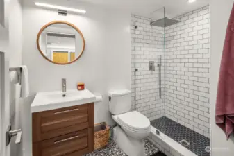 Stylish 3/4 bath in lower level