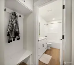 Full Bathroom with Mud Room Area