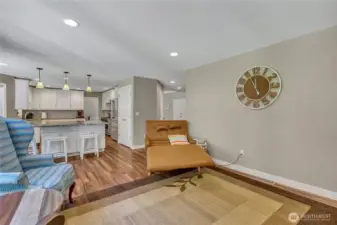 Gatherings are easy with the family room open to the kitchen.