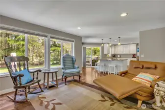 The family room and kitchen blend seamlessly.