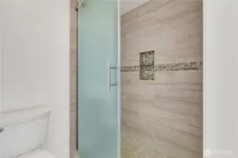 Separate shower in the primary bath.