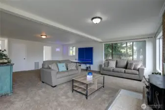 View from the slider showing the amount of space in the rec room.