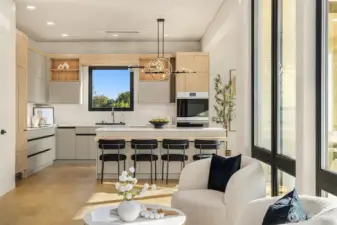 Sleek and functional – Artisan-crafted cabinetry meets high-end appliances.