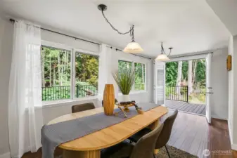 Dining room with access to back deck