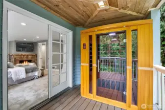Sauna on deck off of primary bedroom