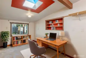 Virtually staged office in bonus room.