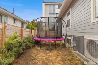 Grassy, fully fenced side yard