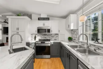 Kitchen with stainless steel appliances