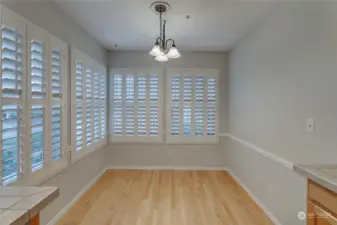 Great East-facing kitchen nook is perfect-sized for morning coffee and a table for up to 4.